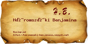 Háromszéki Benjamina névjegykártya